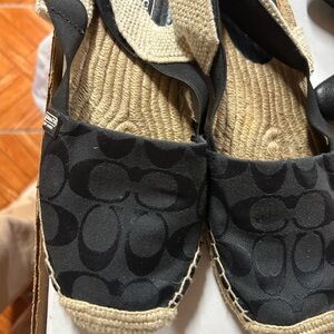 Y2K Coach Black Signature Canvas Espadrille Slip-Ons